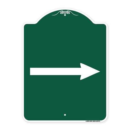 SIGNMISSION Designer Series Sign-Right Arrow, Green & White Aluminum Sign, 18" x 24", GW-1824-22975 A-DES-GW-1824-22975
